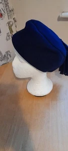 Vintage Iconic Navy Blue Pill Box Hat With Frill At The Back, Occasion Wear..... - Picture 1 of 9