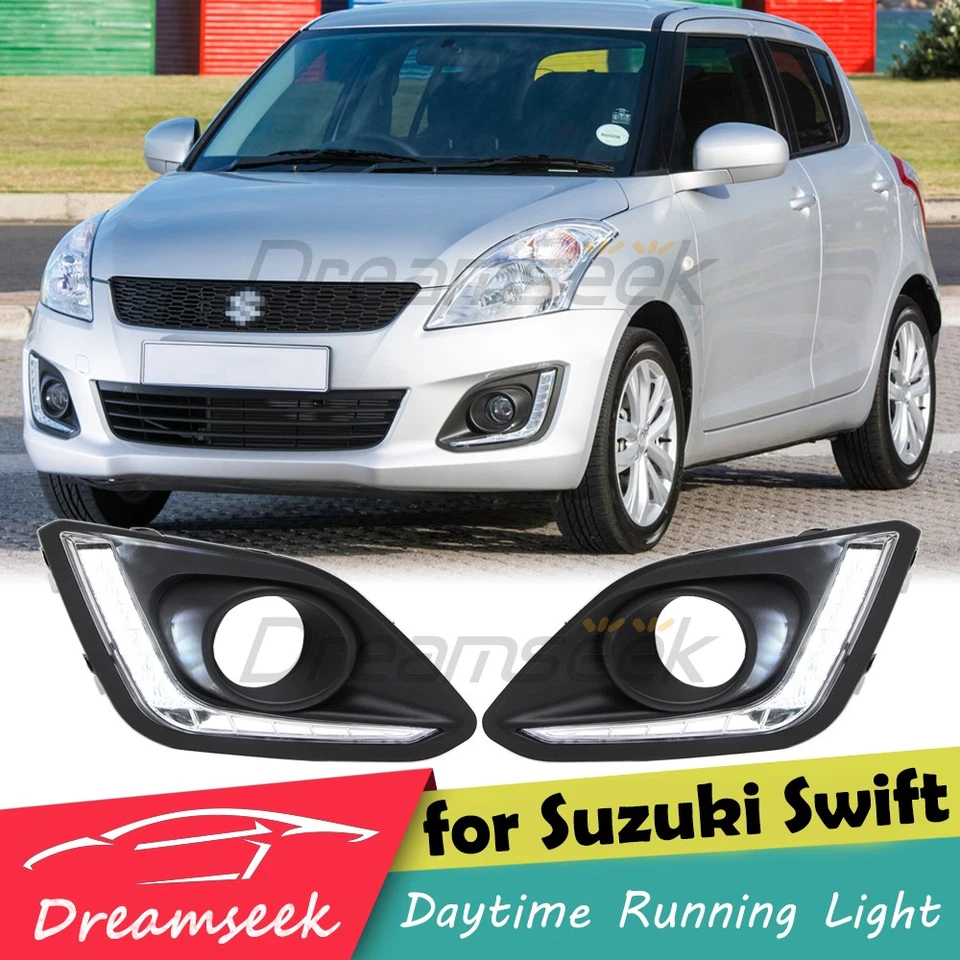 2x DRL FOR SUZUKI SWIFT DZIRE 2014 2015 2016 FOG LAMP LED DAYTIME RUNNING LIGHT - Image 1 of 4