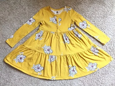 Vestido Henley en Niveles Amarillo Colección Tea Flora Blanca Peruana, Talla 6 Foto 1 de 4