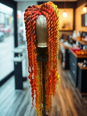 Hand Made Full Lace Jumbo Sengalease Twist Flame Color Synthetic Wig - Image 1 of 4