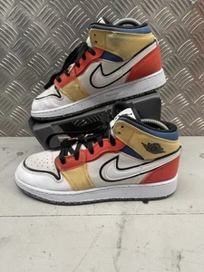 Nike Air Jordan Retro 1 Mid Multicolor Canvas Trainers Size UK 5.5 Womens Teens - Picture 1 of 7