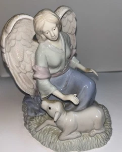 Vintage feines Porzellan Engel schützen Baby Kalb Figur 6 1/2" groß - Bild 1 von 5