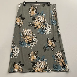 Maxi gonna J Jill verde salvia stampa grande floreale taglia XL morbida rayon elasticizzata - Foto 1 di 8