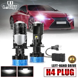 2X LHD H4 Bi-LED Projector Lens Hi/Lo Headlight Mini Bulbs 120W 90000Lm Retrofit - Picture 1 of 13