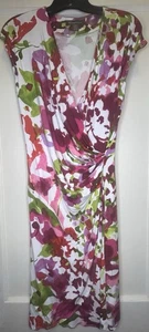 Tommy Bahama Small Petite Damenkleid weiß bunt Blumen Faux Wickeloptik ärmellos - Bild 1 von 10