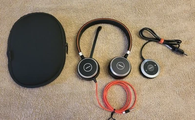 Jabra Evolve 40 Wired Stereo USB Headset HSC017 W/ Controller ENC010 & Pouch - Image 1 of 4