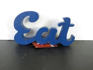 Ashland Italian Kitchen Tabletop Decor Blue Wooden "Eat" word - Picture 1 of 11