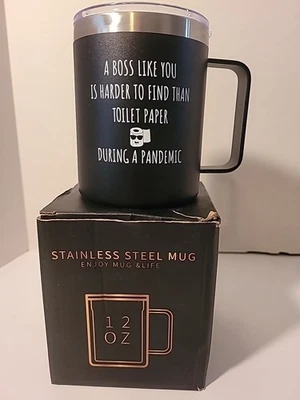 Boss Gift – Stainless Steel 12 oz Coffee Mug w/ Lid – Vacuum Insulated NIB! - Image 1 of 4