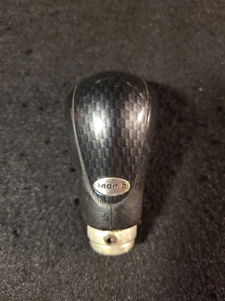 Momo Vintage 90s 00s Black Leather Carbon Fiber Shift Knob Rare Original  - Image 1 of 4