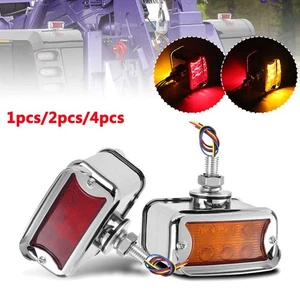 Square Amber/Red LED Dual Face Semi Truck Fender Side Marker Light Turn Signal - Picture 1 of 16