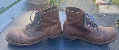 Red Wing 靴子男式棕色铁侠传统经典 8111 琥珀色背带 10 D — 第 1/4 张图片