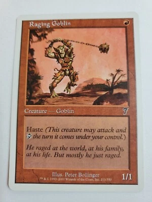 MTG Magic The Gathering Card Raging Goblin Creature Goblin Red Seventh Edition - Image 1 of 2