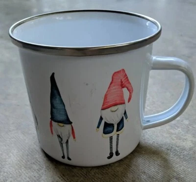 Caneca Loftipop esmalte metal gnomos acampamento inverno norueguês escandinavo - Imagem 1 de 4