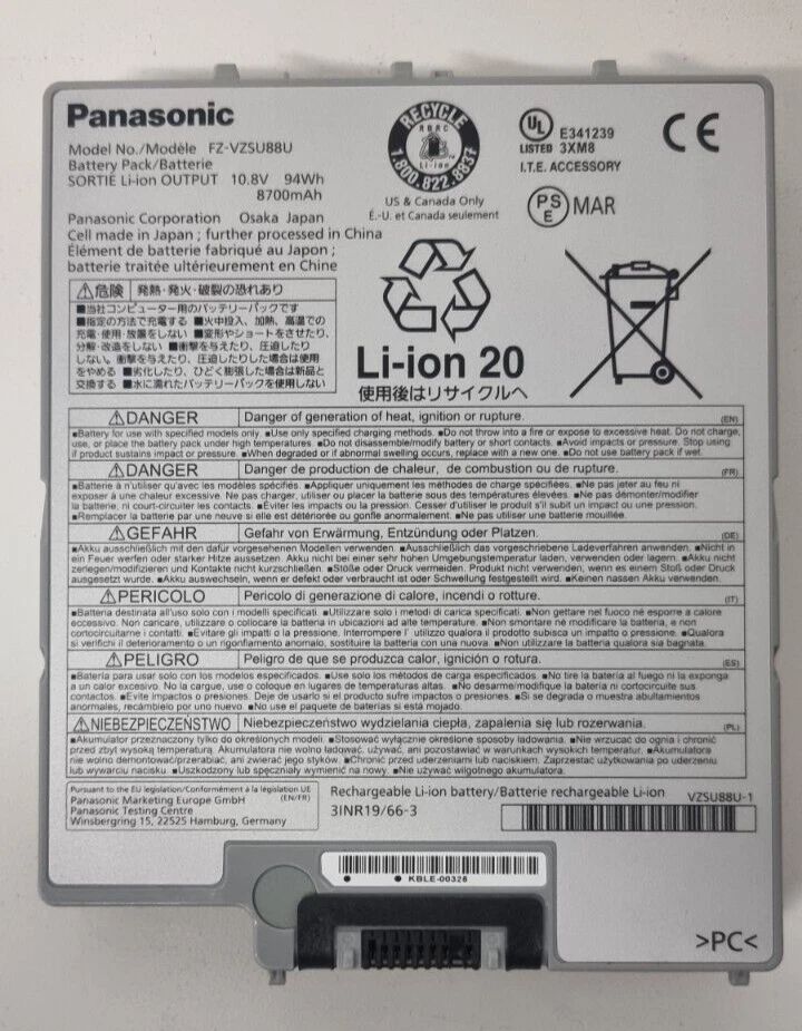 PANASONIC FZ-G1 BATTERY | 9-CELL EXTENDED FZ-VZSU88U 8700mAh 94Wh 75% + HEALTH - Image 1 of 4