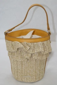 Draper James Beatrice Straw Woven Raffia Bucket Bag Summer Crossbody Mini Purse - Picture 1 of 17
