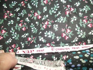 Dark Blue with Tiny Pink & White Flowers, 1 Yard & 2 ", Uncut. 42" wide - Picture 1 of 2