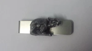 Bär/Eisbär Tier Zinnoptik 3D Emblem auf Edelstahl Geldklammer - Bild 1 von 1