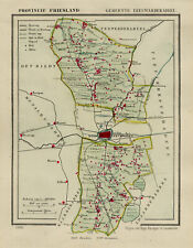 ANTIQUE MAP-HOLLAND-LEEUWARDERADEEL-FRIESLAND-KUYPER-1865