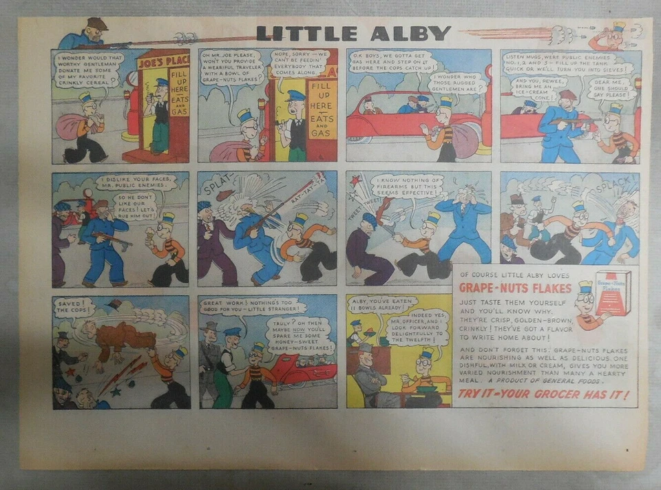 Post Cereal Ad: Little Alby Grape-Nuts Flakes Cereal! from 1930's 11 x 15 inches - Image 1 of 1