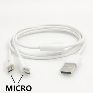 1m 3ft Micro USB Splitter Cable USB 2.0 to Dual Micro USB Y Charge Cable