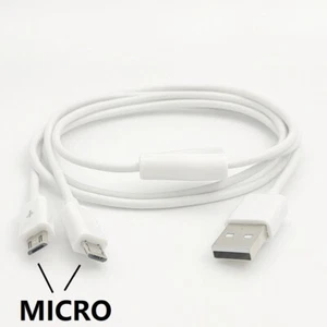 1m 3ft Micro USB Splitter Cable USB 2.0 to Dual Micro USB Y Charge Cable - Picture 1 of 5