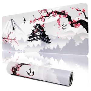 XXL Large Gaming Laptop Anime Mouse Pad,Japanese Cherry Blossom White Game pa... - Afbeelding 1 van 9