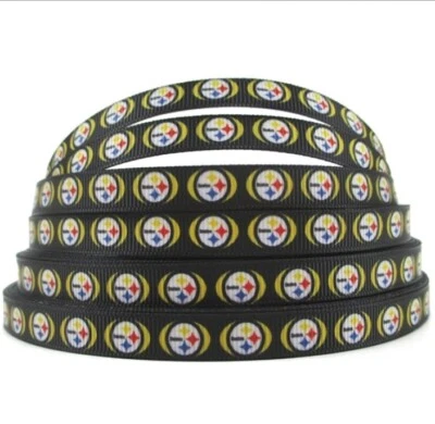 3/8" (1 yard) Steelers Grosgrain Ribbon Football Pittsburgh Team Sports 1053301 - Image 1 of 2