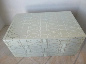 Vintage Jewelry Box Mirror Tiles Large 3 drawer - Picture 1 of 8
