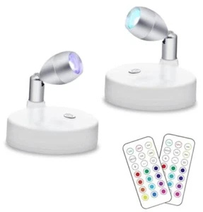 RGB Wireless LED Spotlight, Battery Operated Accent Lights, Indoor Mini 2Pack - Picture 1 of 8