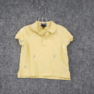 Polo Ralph Lauren Shirt Youth 5 Girls Yellow Short Sleeve Collared Golf Pony - Picture 1 of 12