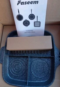 Faseem Geteilt Antihaftbeschichtet Pfanne Neu 10" 3 Abschnitte Quadratisch Form mit Griff... - Bild 1 von 7