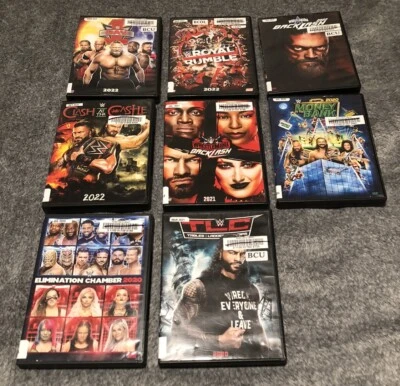 (8) WWE Wrestling DVD BUNDLE LOT: 2020-2022 W/ TLC, Backlash, Royal Rumble, ETC. - Image 1 of 4