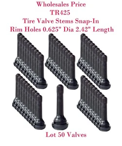 50 x TR425 Snap-In Tire Valve Stems Length 61.5mm 2.42" Rim Hole 15.7mm 0.625" - Picture 1 of 3