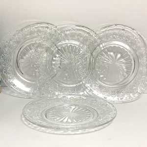 Pioneer Woman Cassie Plate Set Clear Embossed Glass Appetizer Dessert 6.25" - Picture 1 of 12