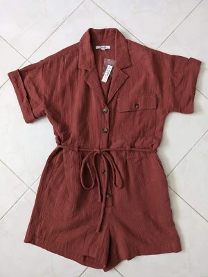 Madewell Short Sleeve Women's Romper Clay  Red  Size XXS - Image 1 of 4