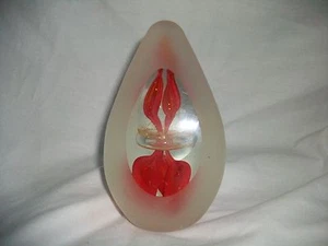 MURANO FROSTED BLOWN GLASS EGG SHAPED CONTROLLED BUBBLES ART - Picture 1 of 2
