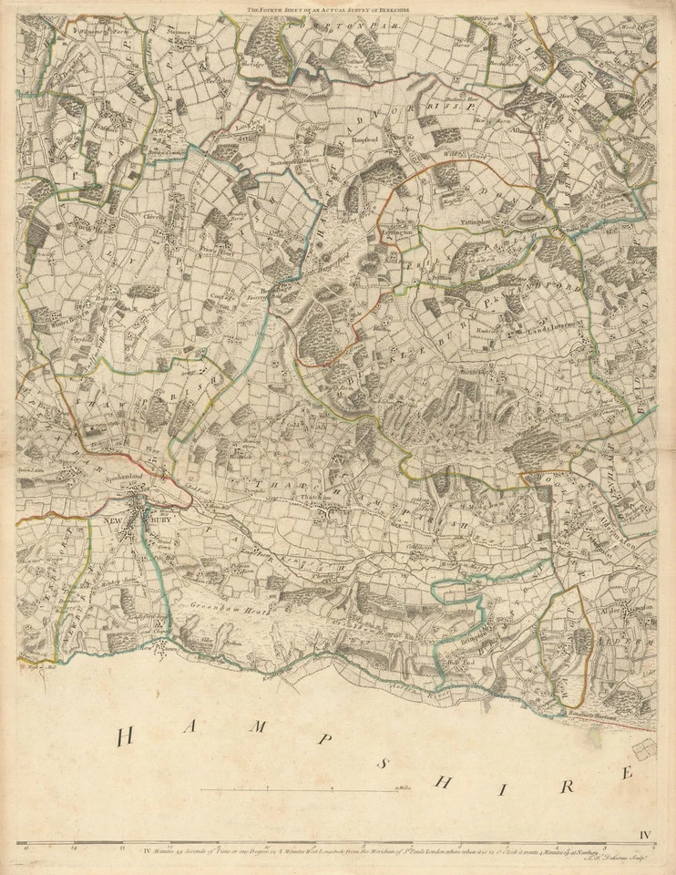 West Berkshire. Newbury, Thatcham, Aldermaston & Woolhampton. Rocque 1761 map - Image 1 of 1