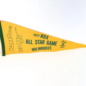 Vintage 1977 NBA All Star Game Pennant Banner Milwaukee Bucks Full Size Felt VGC - Picture 1 of 13