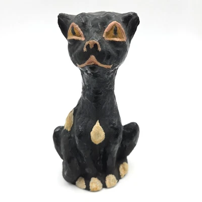 Antique German Black Cat Paper Mache Candy Container Halloween - Imagem 1 de 4