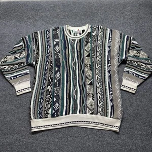 Vintage Florence Tricot Sweater Mens Large 3D Knit Textured 'Coogi Style' - Picture 1 of 13