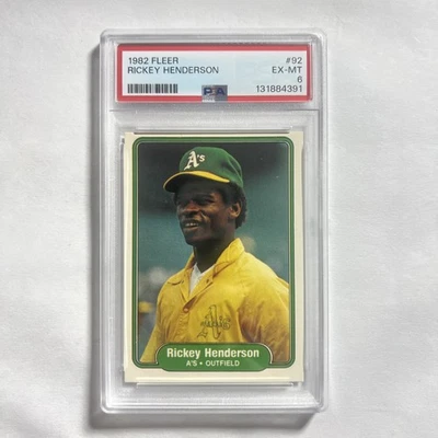 Fleer #92 1982 Rickey Henderson PSA 6 EX-MT Foto 1 de 2