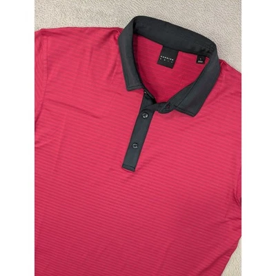 Рубашка поло для гольфа мужская большая L красная черная в полоску с коротким рукавом спортивная - Изображение 1 из 4