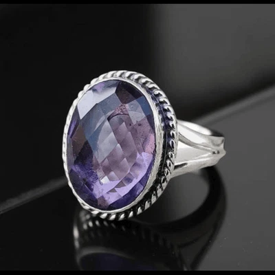 Afrikanischer Amethyst Edelstein Ring 925 Sterling Silber Handarbeit Ring all... - Bild 1 von 4