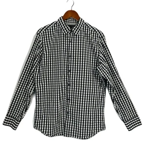 Camisa Banana Republic Hombres M 15-15 1/2 Negra Blanca A Cuadros Abotonada Informal Prepy - Imagen 1 de 17