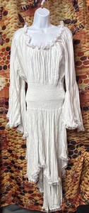 lotustraders Women's 3x white boho lace chic bohemian cotton rayon dress - Picture 1 of 10