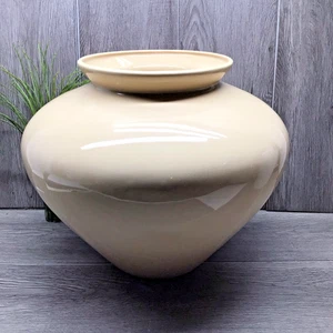 Ceramic Vase Cream Color LARGE 12.5" Tall x 15" Wide Decorator Piece - Picture 1 of 9