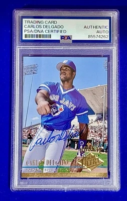 Tarjeta Fleer Ultra #437 radiocontrol automática Blue Jays firmada 1994 PSA/DNA Carlos Delgado Foto 1 de 2