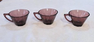 ⭐VTG Hazel Atlas Tea Cups Moroccan Amethyst Glassware Octagon MCM Purple SetOf 3 - Picture 1 of 8