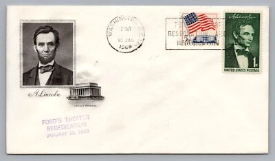 1968 Fords Theater Restoration Rededication Combo 5C & Beardless 1C Abe Lincoln - Image 1 of 2