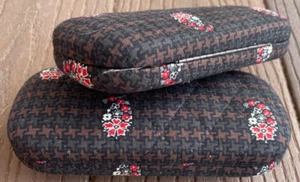 2 Vera Bradley Eyeglass/Sunglass Case Houndstooth Brown Hard Shell-Soft inside - Picture 1 of 9
